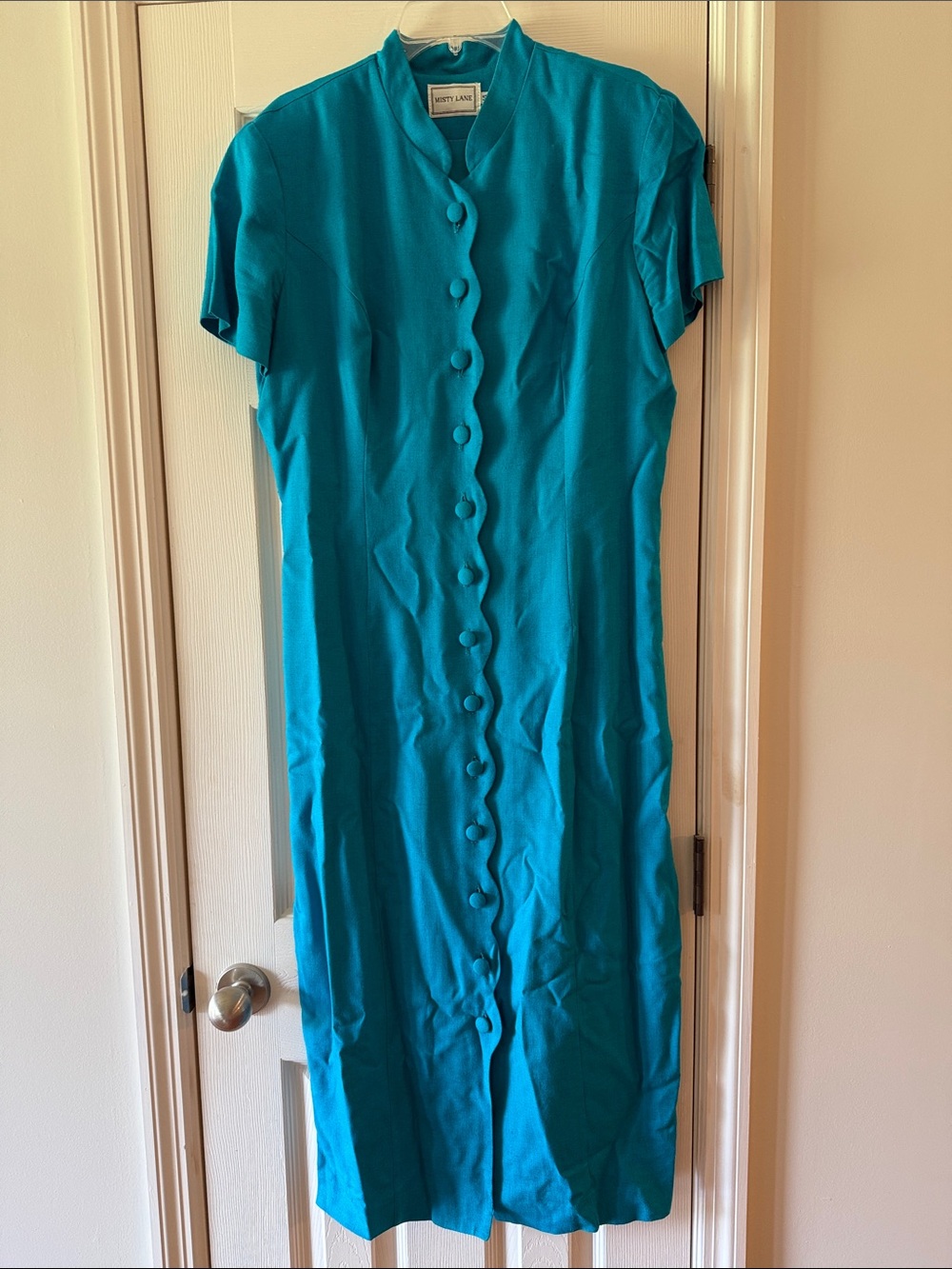 Vintage Teal Button-Front Midi Dress by Koret